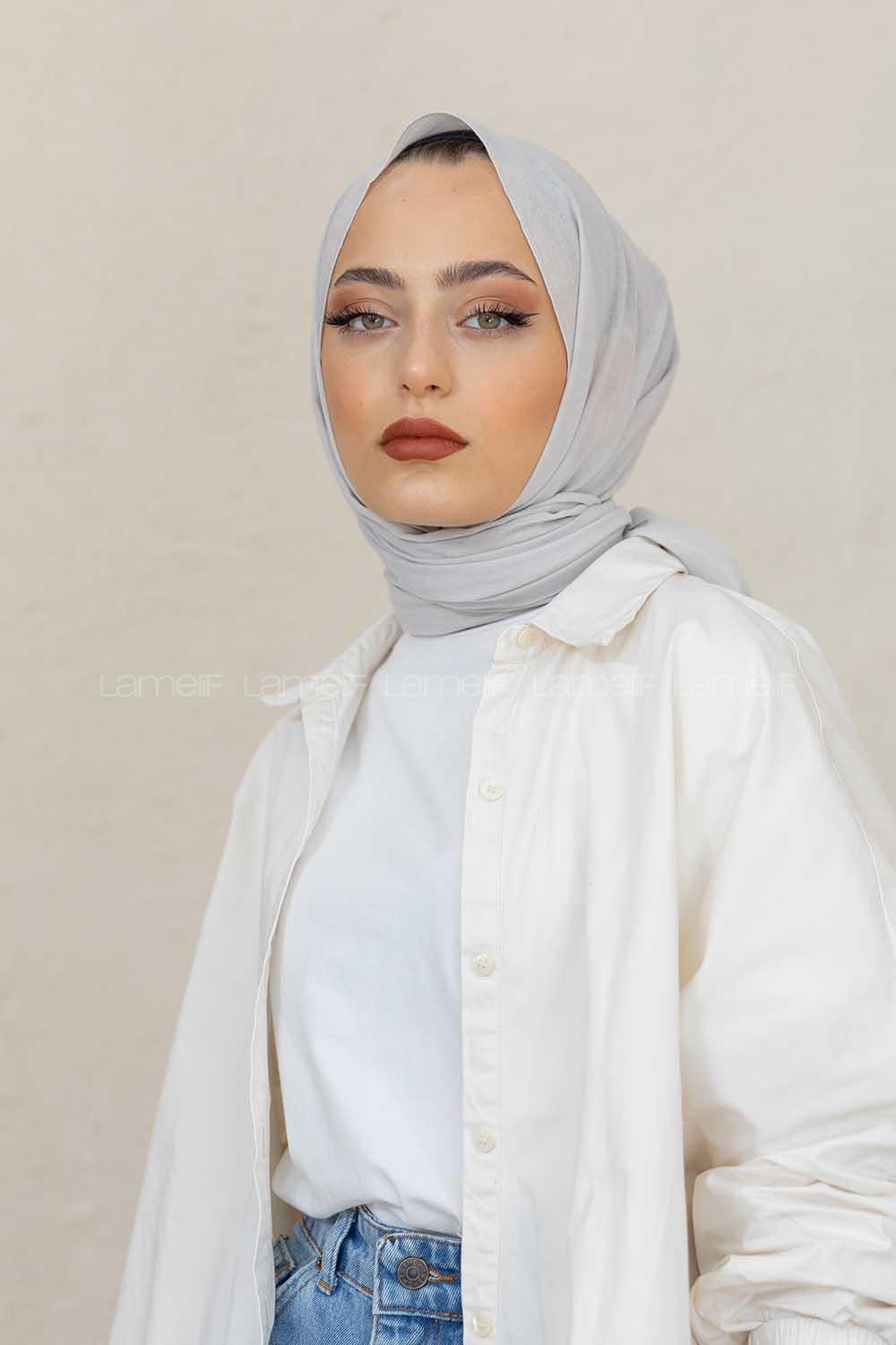 Modalamelif Gümüş %100 Cotton Şal