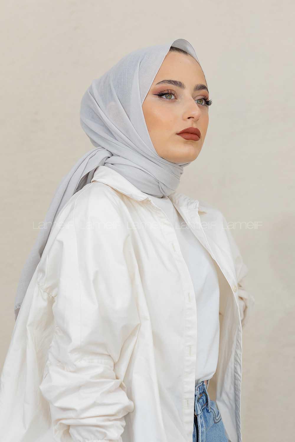 Modalamelif Gümüş %100 Cotton Şal