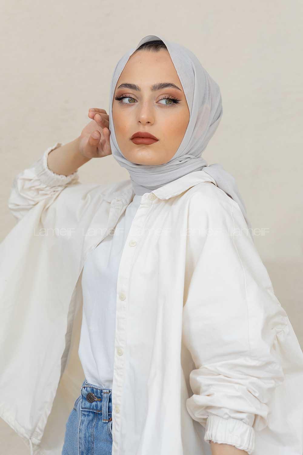 Modalamelif Gümüş %100 Cotton Şal