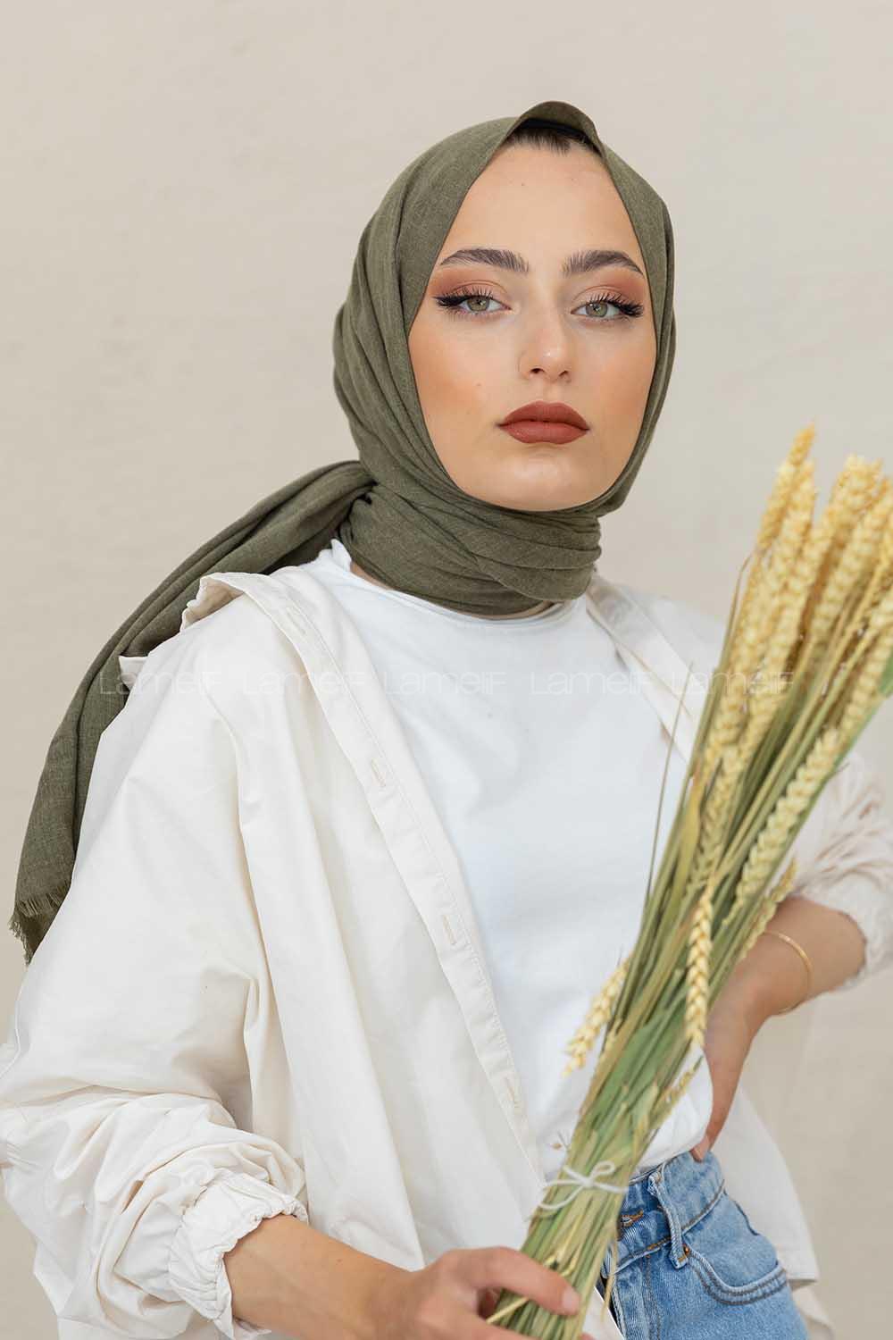 Modalamelif Haki %100 Cotton Şal