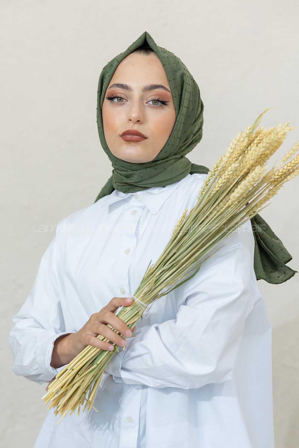 Modalamelif Haki Lüks Ponpon Şal