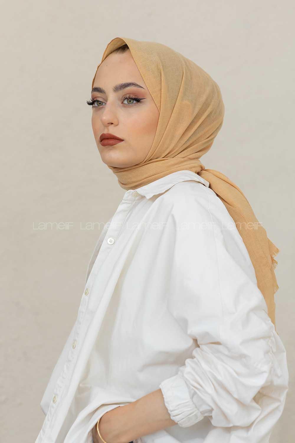 Modalamelif Hardal %100 Cotton Şal