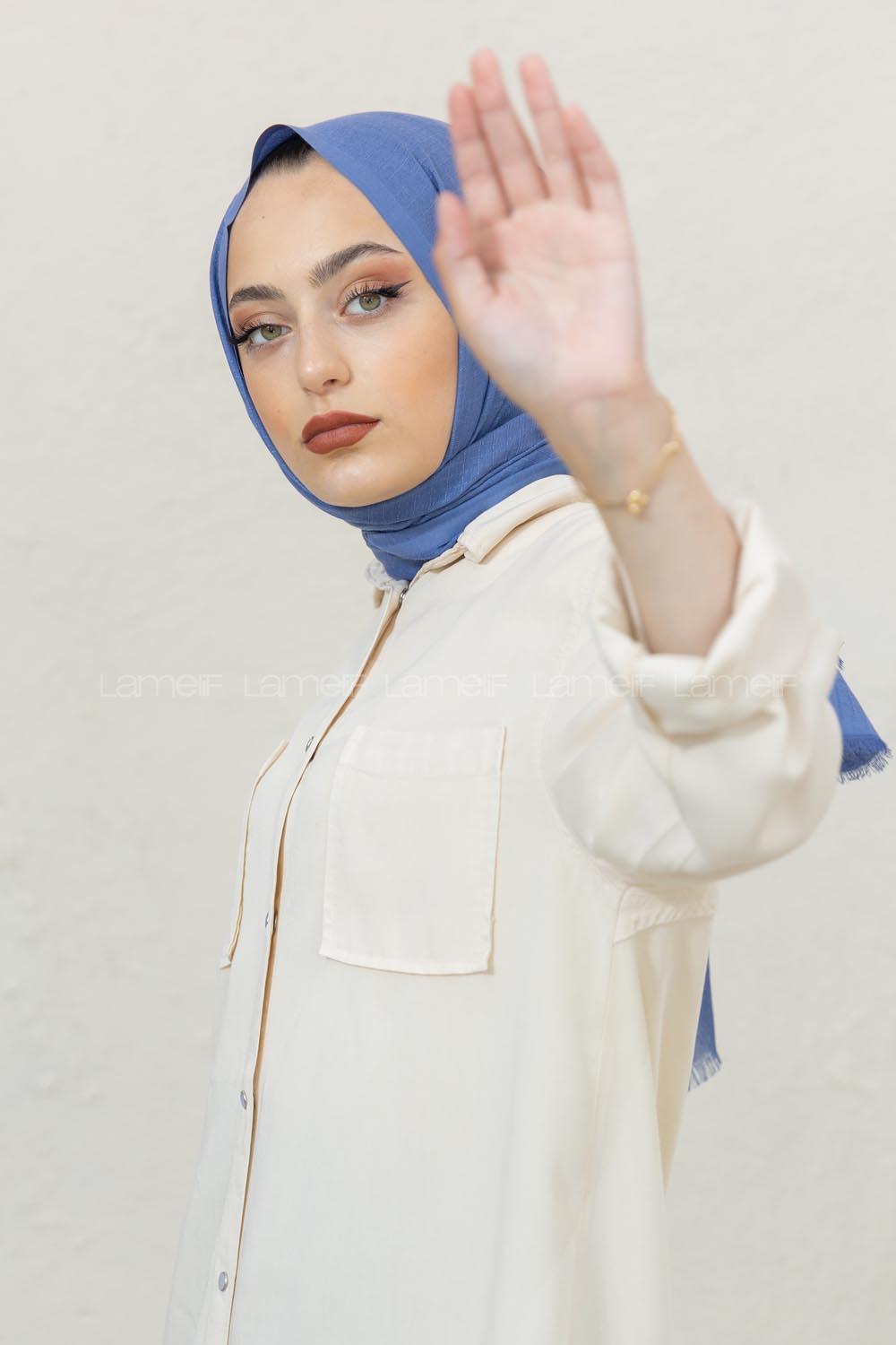 Modalamelif İndigo Pötikare Şal