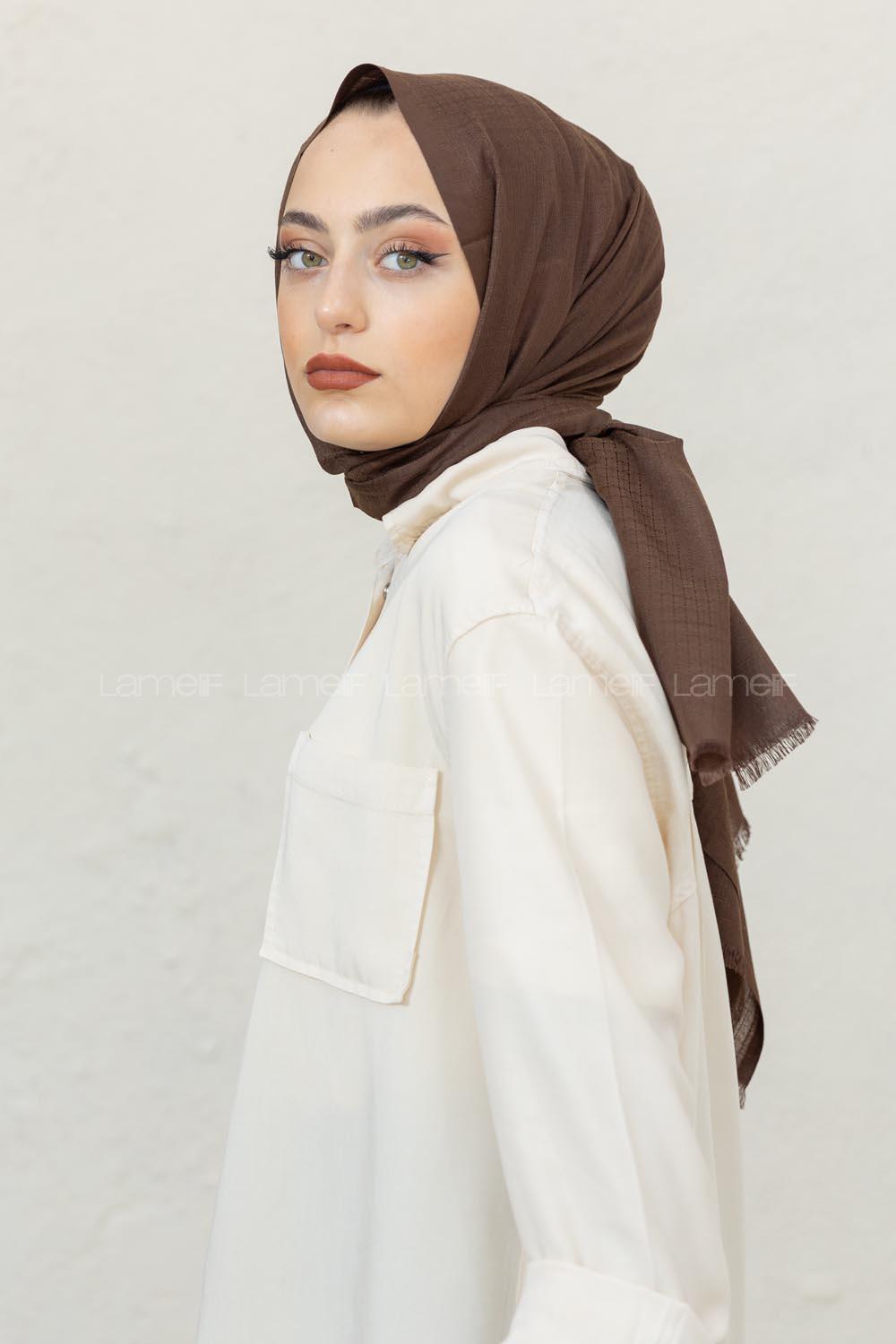 Modalamelif Kahverengi Pötikare Şal