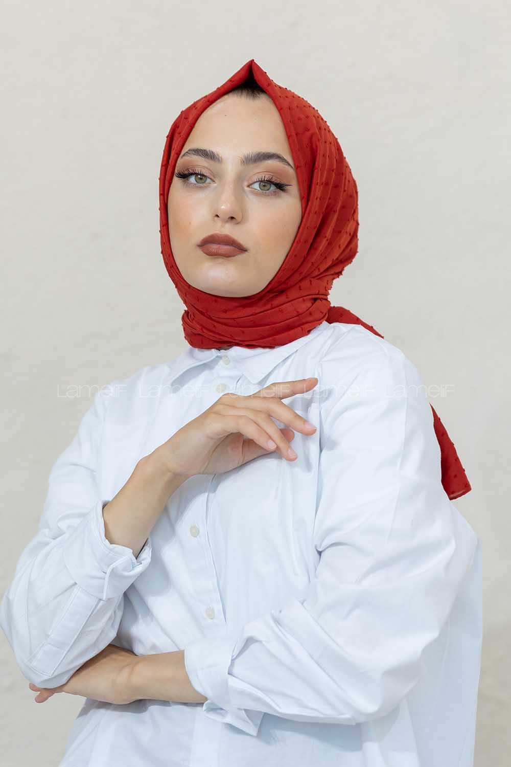 Modalamelif Kiremit Lüks Ponpon Şal