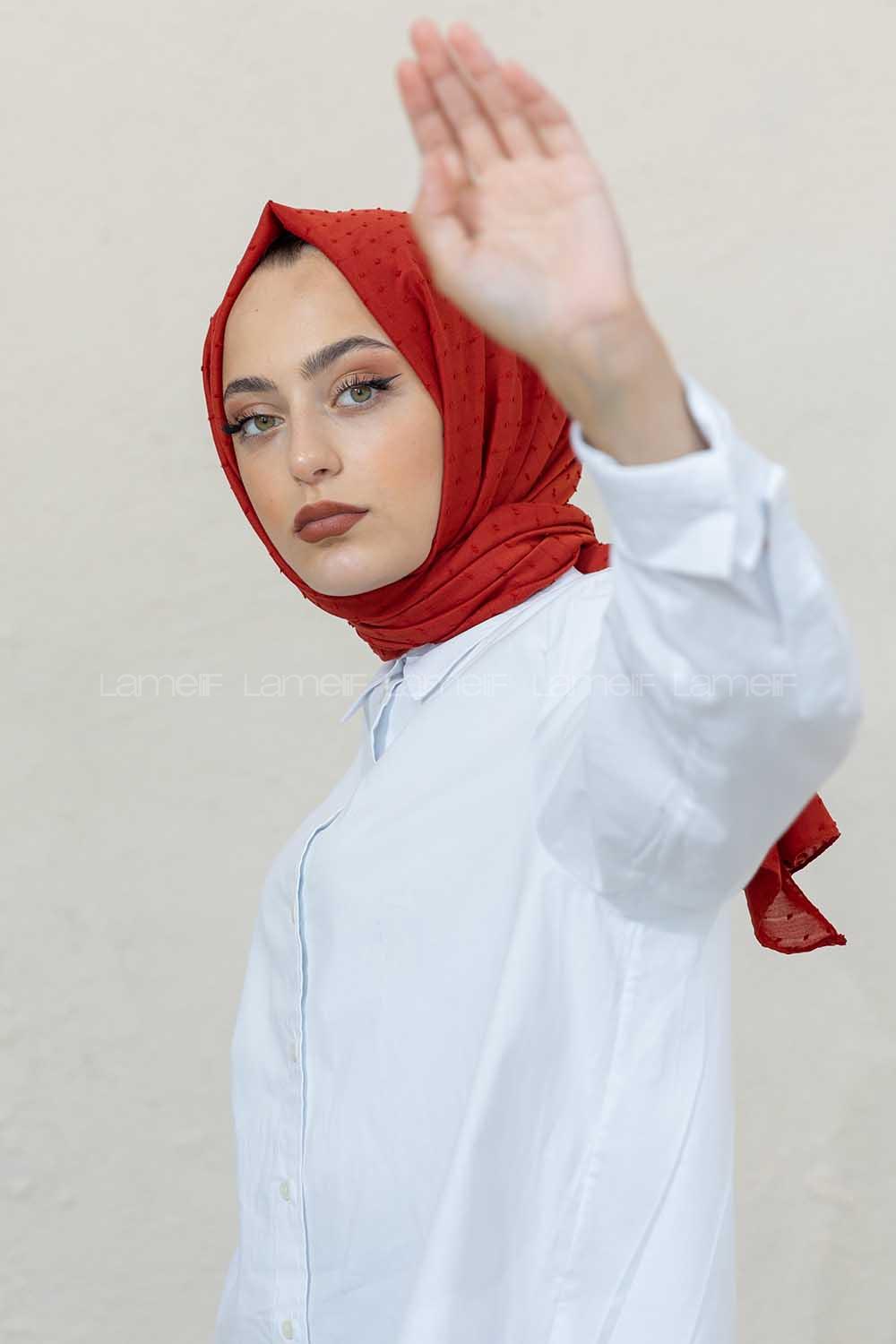 Modalamelif Kiremit Lüks Ponpon Şal