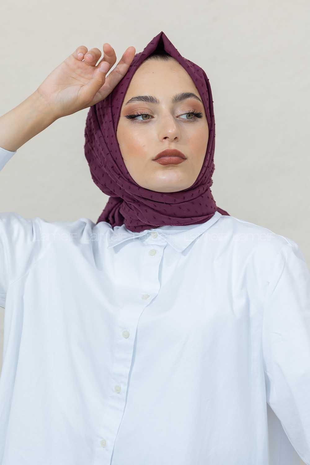 Modalamelif Koyu Mor Lüks Ponpon Şal