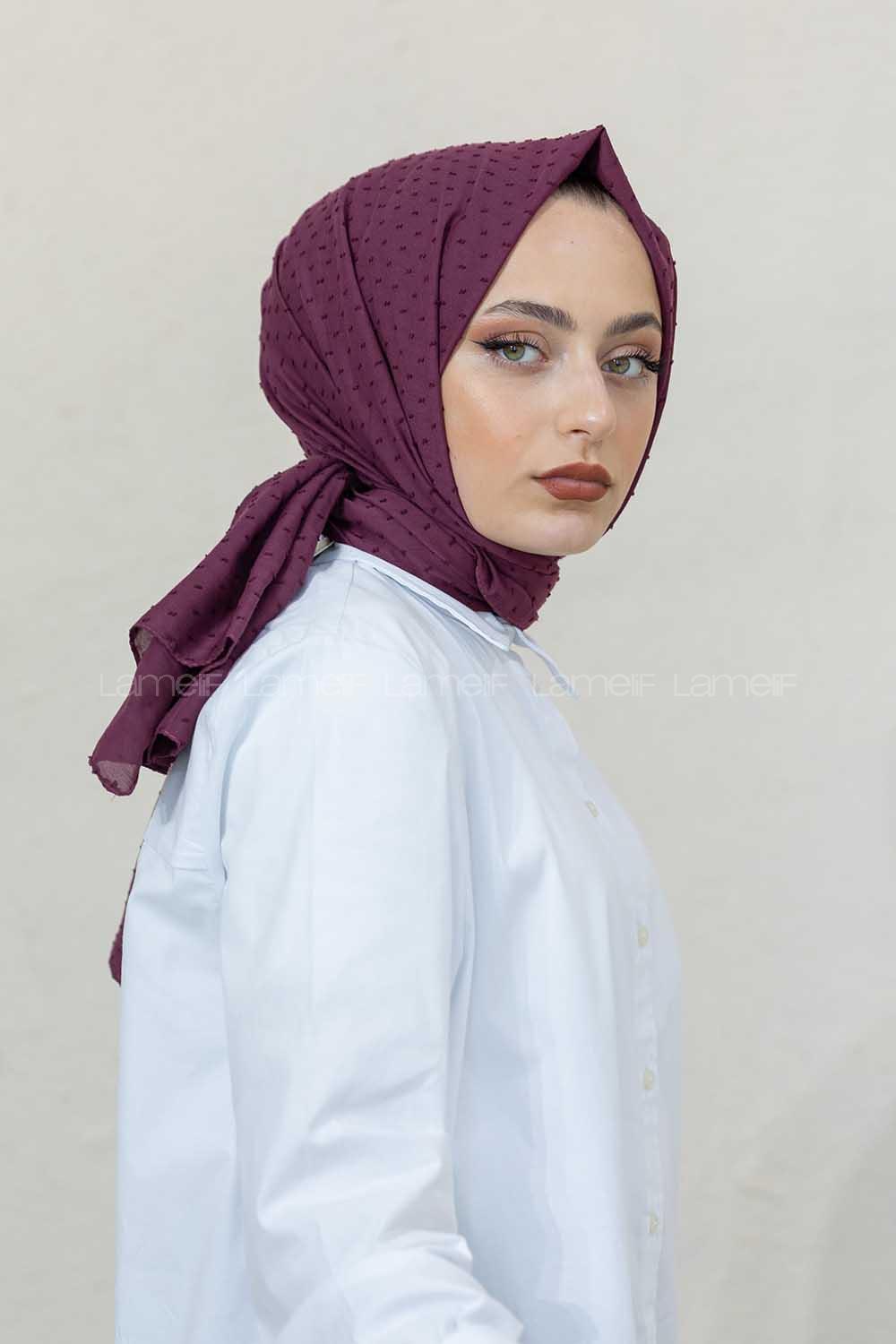 Modalamelif Koyu Mor Lüks Ponpon Şal