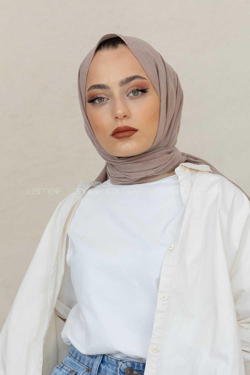 Modalamelif Koyu Vizonrengi %100 Cotton Şal