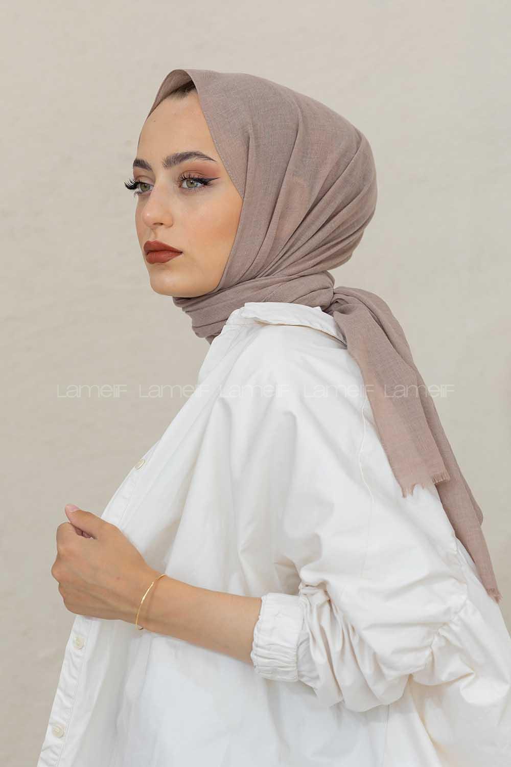 Modalamelif Koyu Vizonrengi %100 Cotton Şal