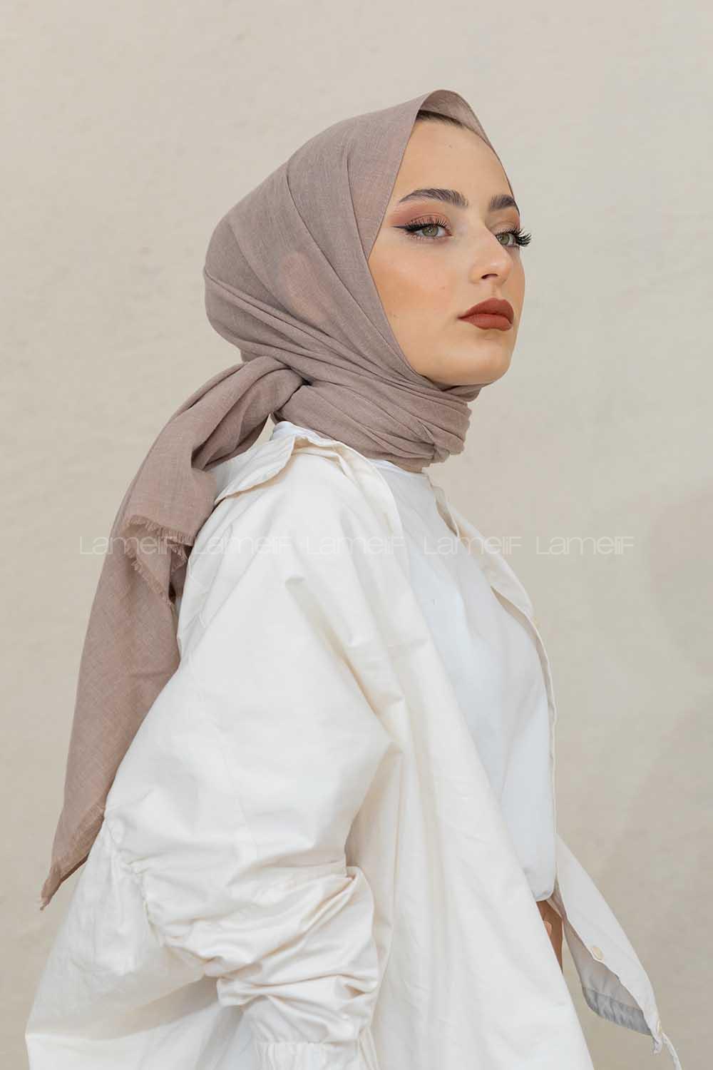 Modalamelif Koyu Vizonrengi %100 Cotton Şal