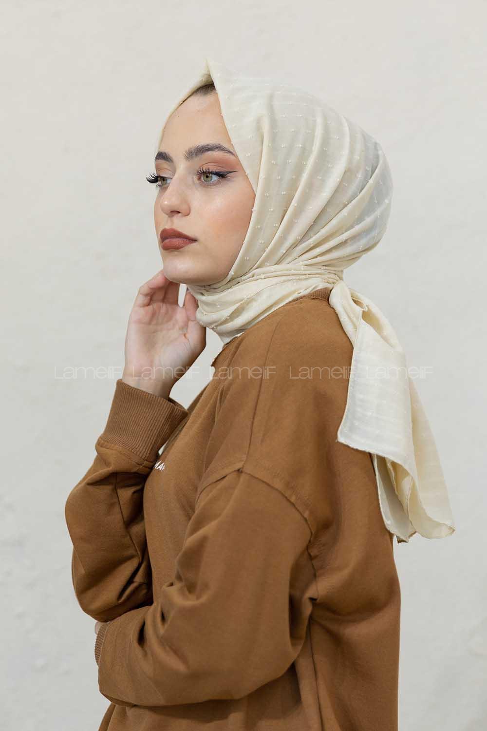 Modalamelif Krem Lüks Ponpon Şal