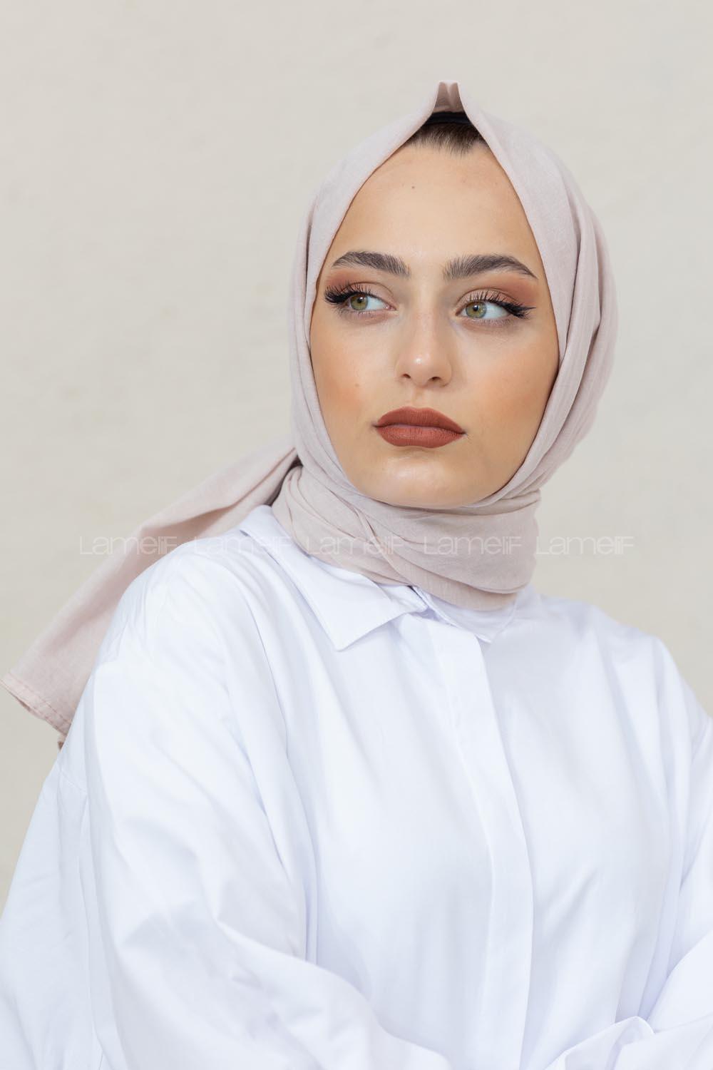 Modalamelif Krem Taşlanmış Pamuk Vual Şal