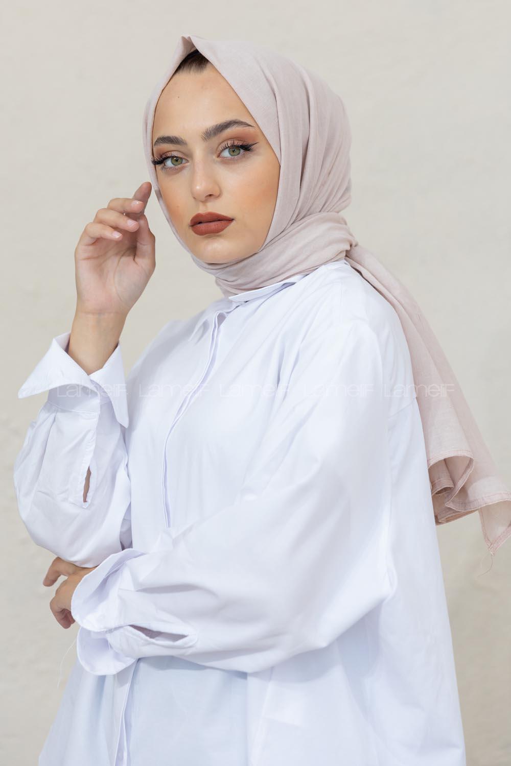 Modalamelif Krem Taşlanmış Pamuk Vual Şal