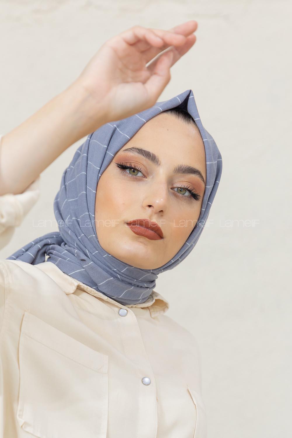 Modalamelif Mavi-Gri Line Şal