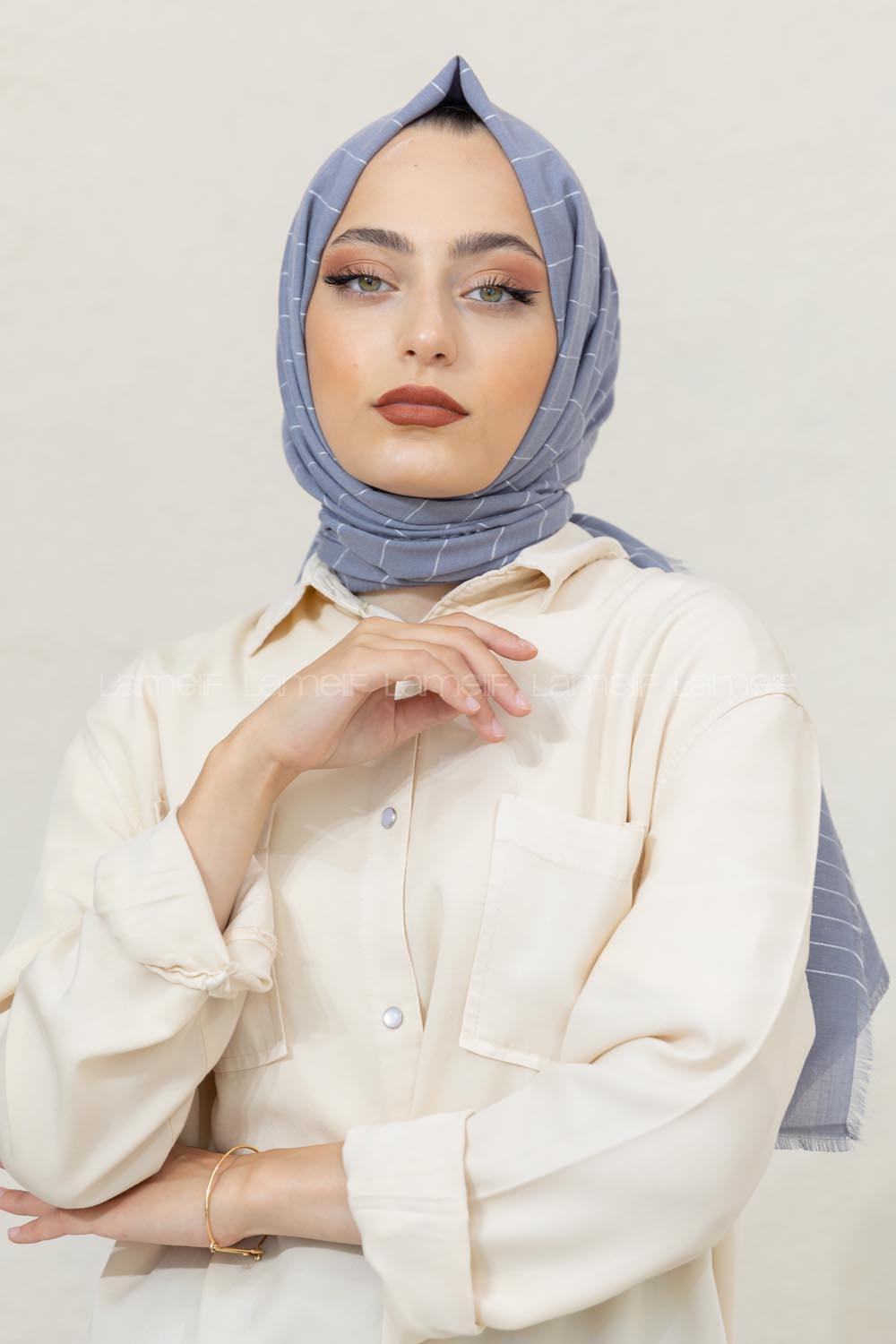 Modalamelif Mavi-Gri Line Şal