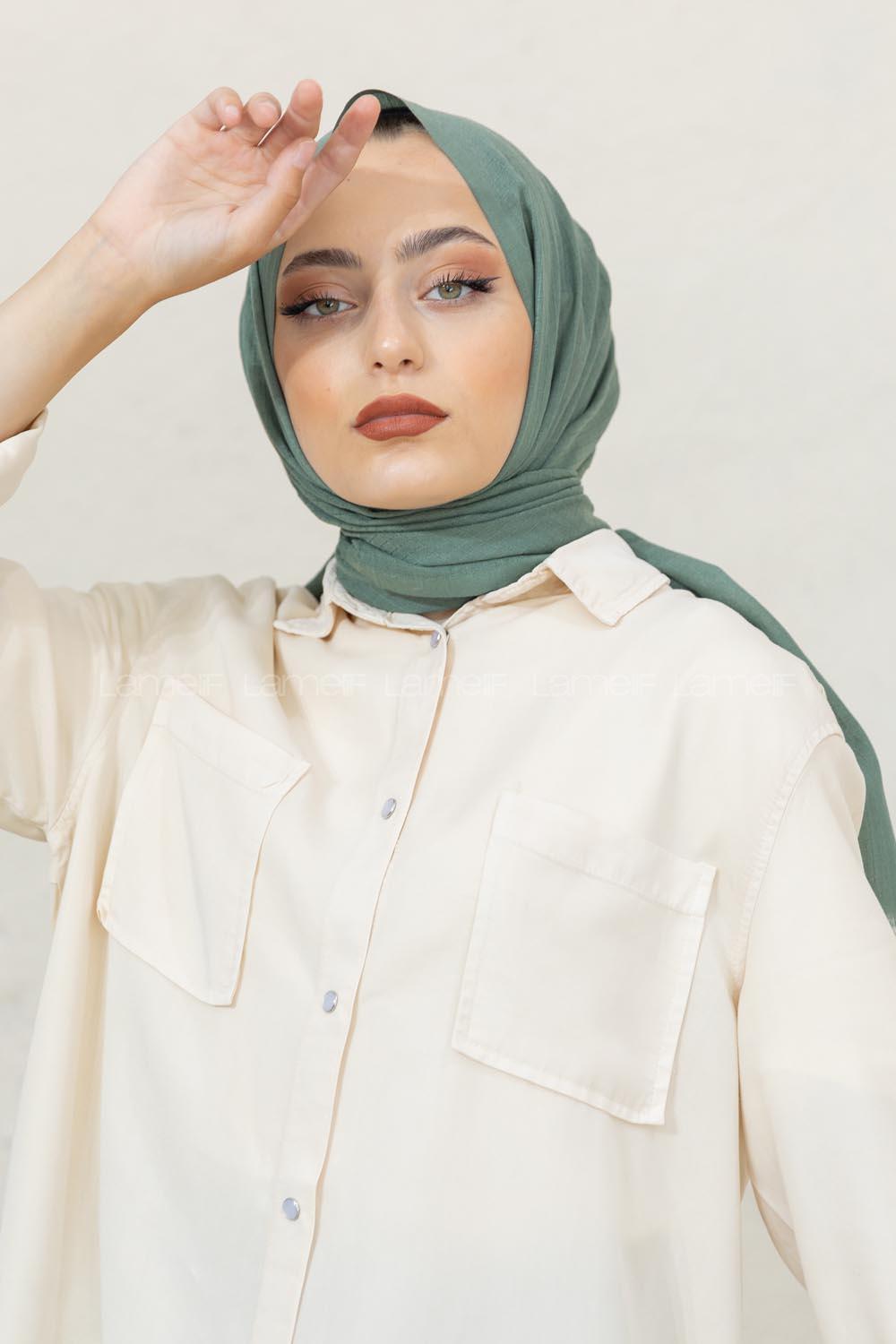 Modalamelif Mint Yeşil Pötikare Şal