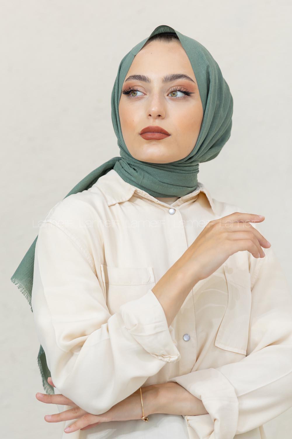 Modalamelif Mint Yeşil Pötikare Şal