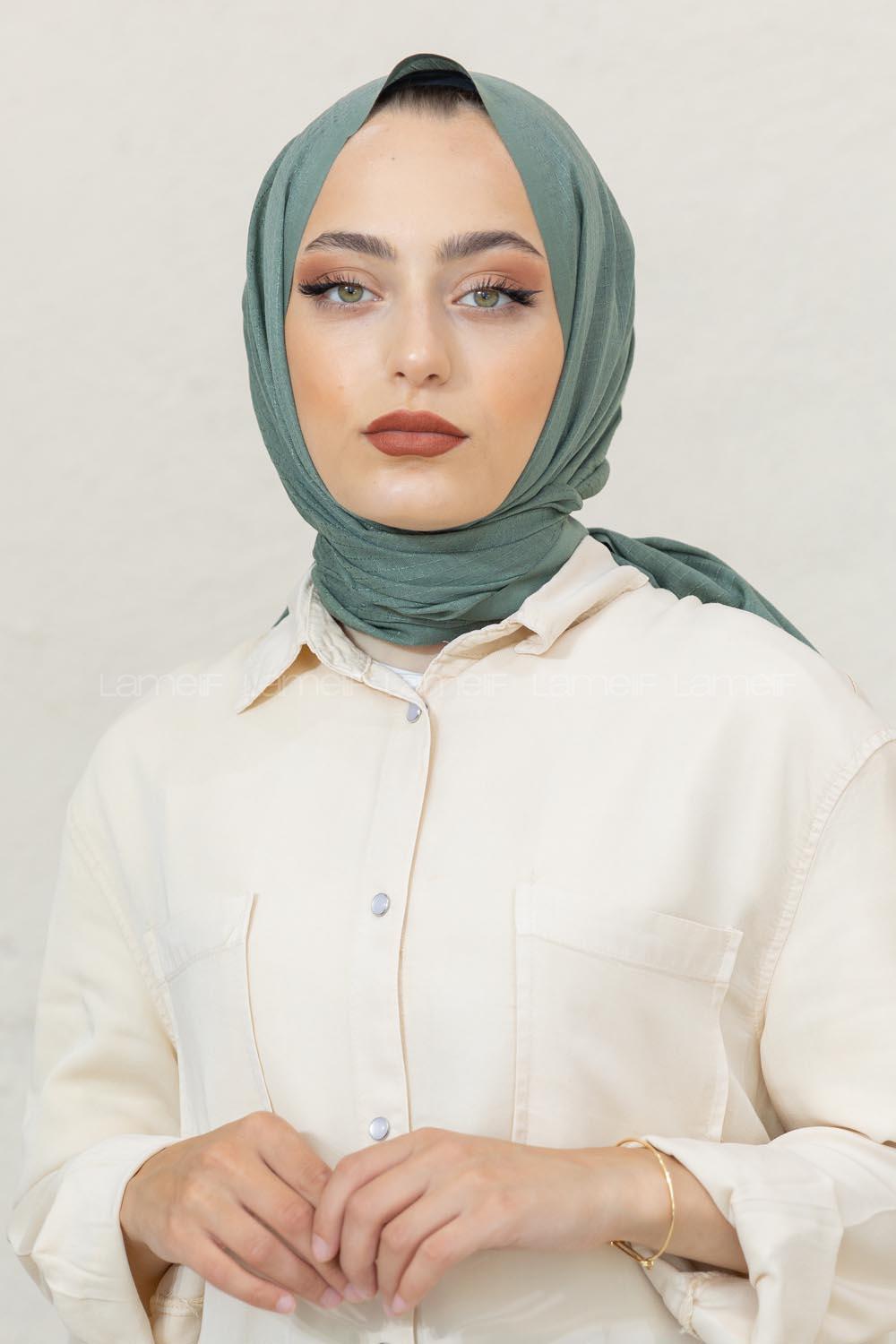 Modalamelif Mint Yeşil Pötikare Şal