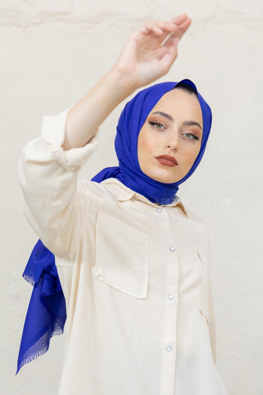 Modalamelif Saks Mavi Pötikare Şal