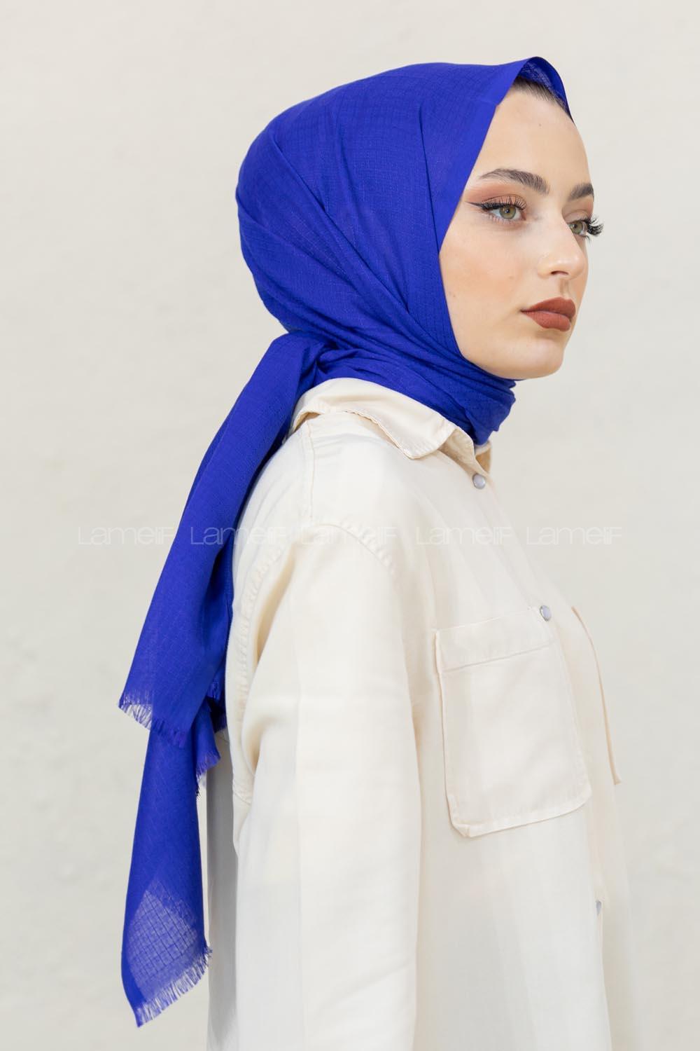 Modalamelif Saks Mavi Pötikare Şal