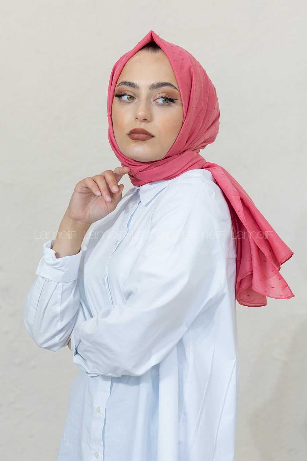 Modalamelif Şeker Pembe Lüks Ponpon Şal