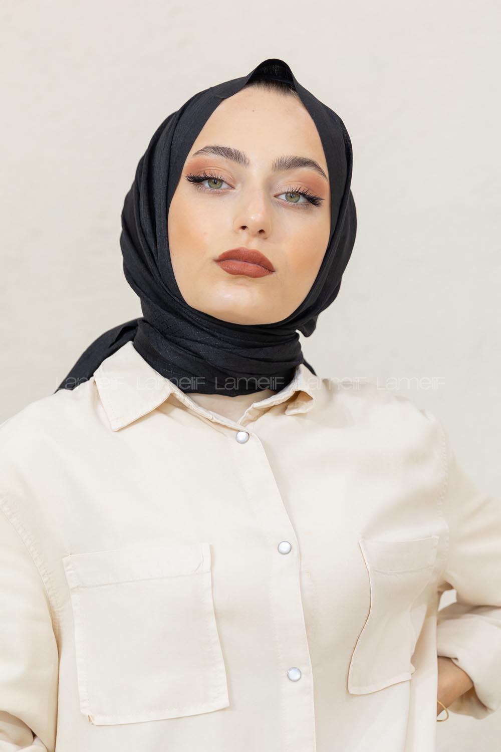 Modalamelif Siyah Pötikare Şal