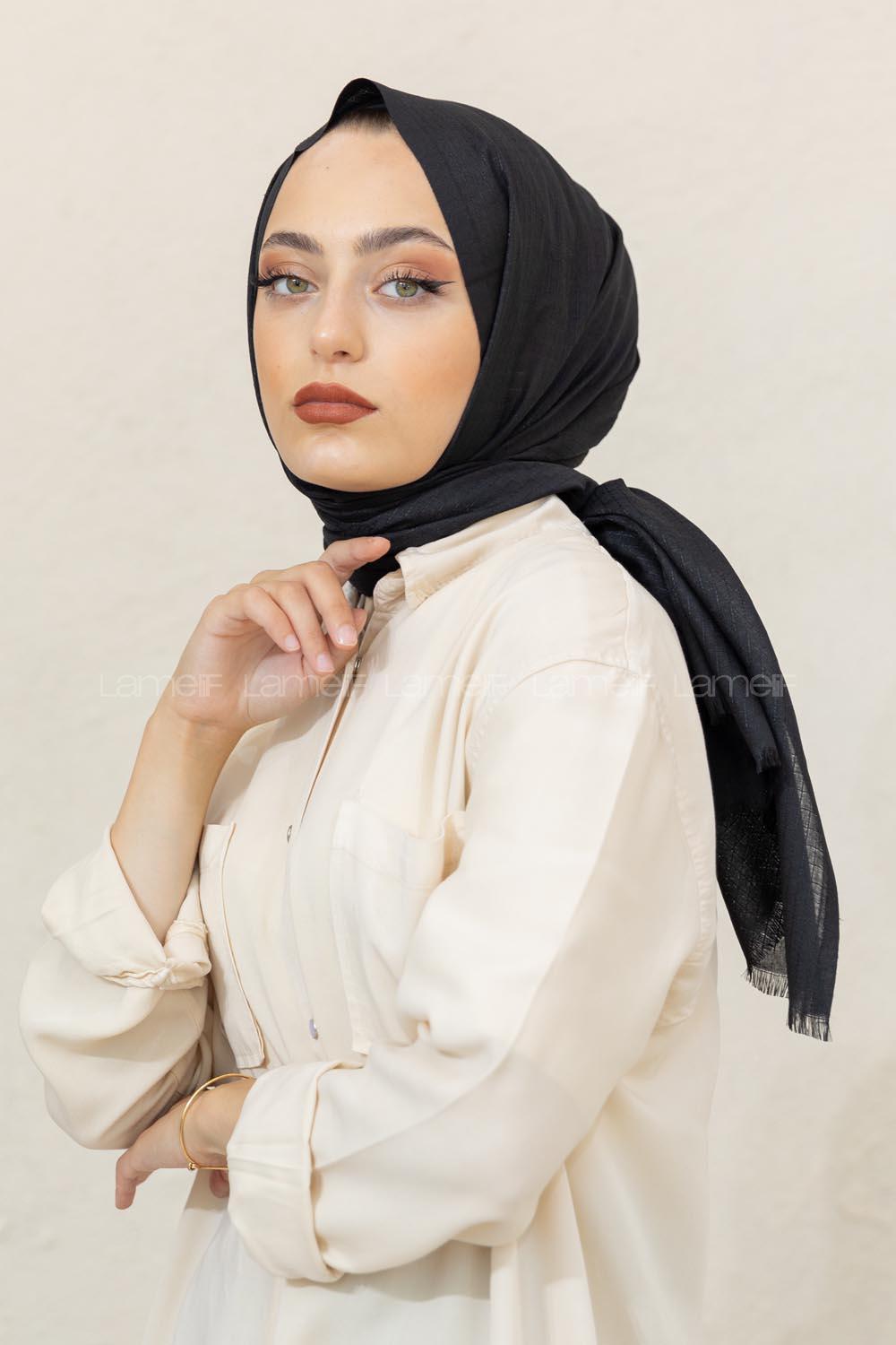 Modalamelif Siyah Pötikare Şal
