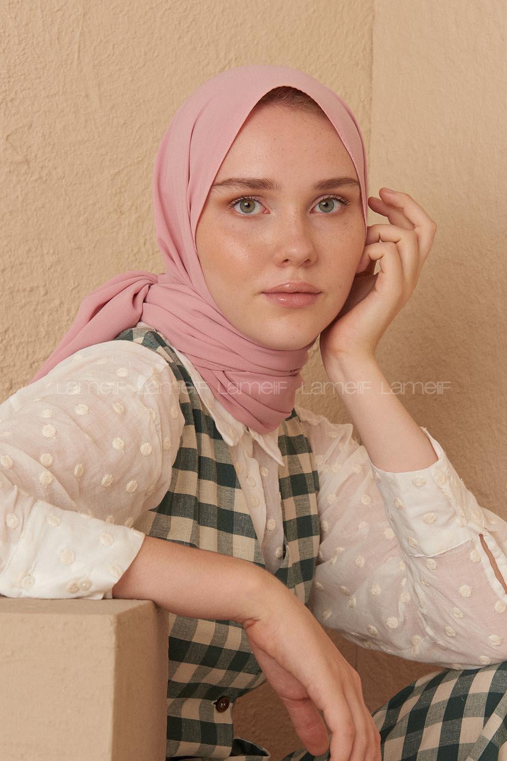 Modalamelif Soft Pembe  Medine İpeği Şal