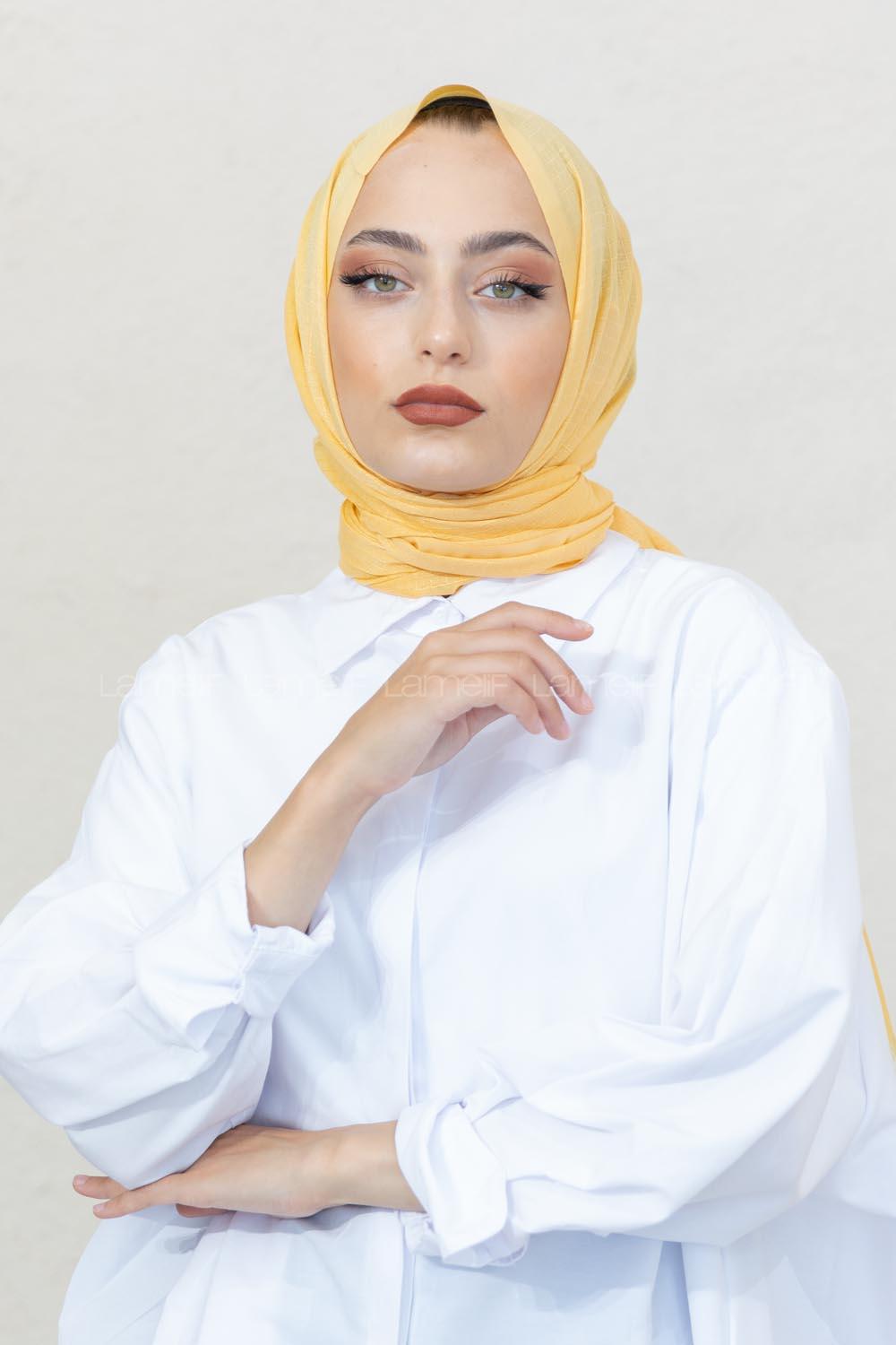 Modalamelif Soft Sarı Pötikare Şal