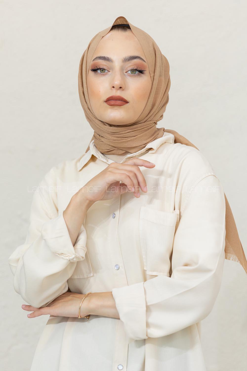 Modalamelif Sütlü Kahve Pötikare Şal