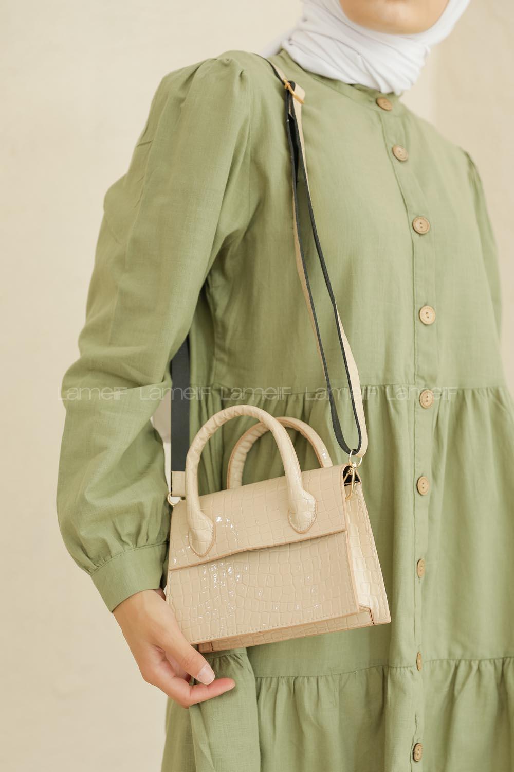 Modalamelif Trok Detaylı Rugan Çapraz Çanta Vizonrengi