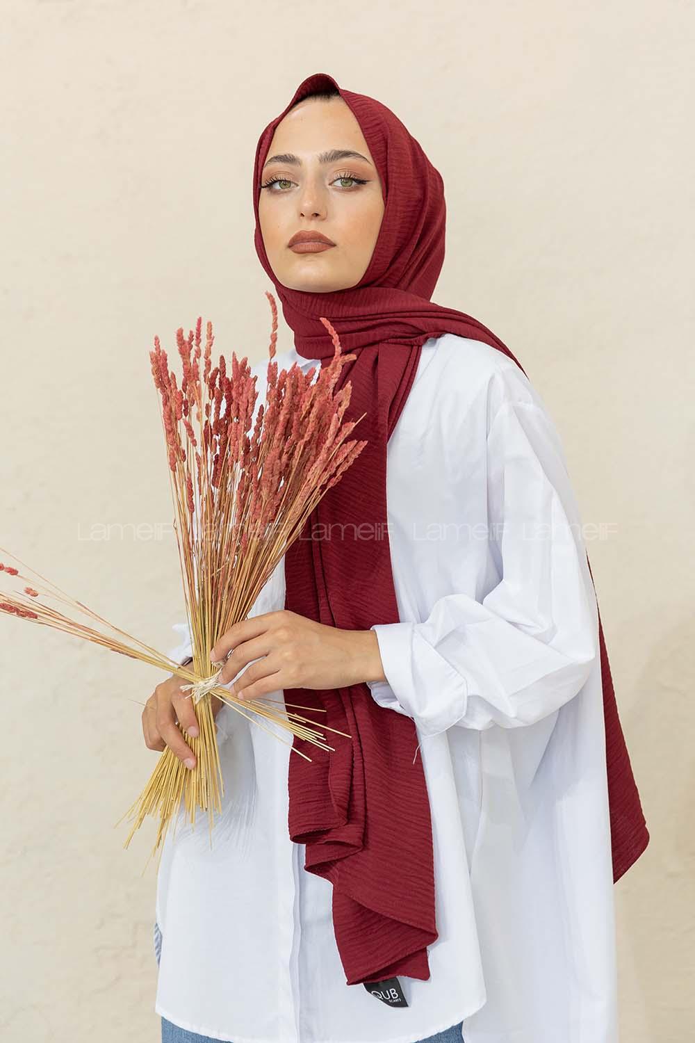 Modalamelif Keten Caz Şal Bordo