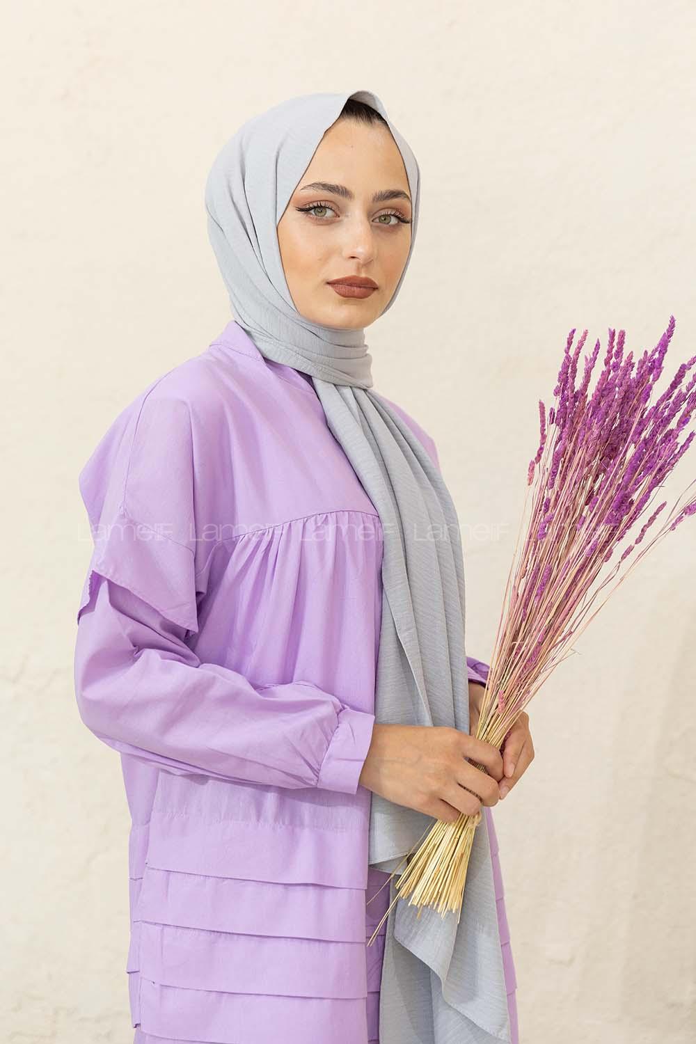 Modalamelif Keten Caz Şal Gümüş