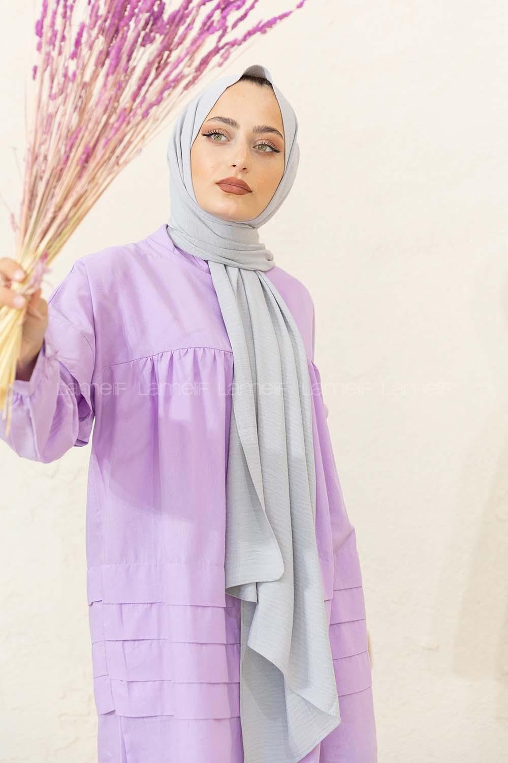 Modalamelif Keten Caz Şal Gümüş