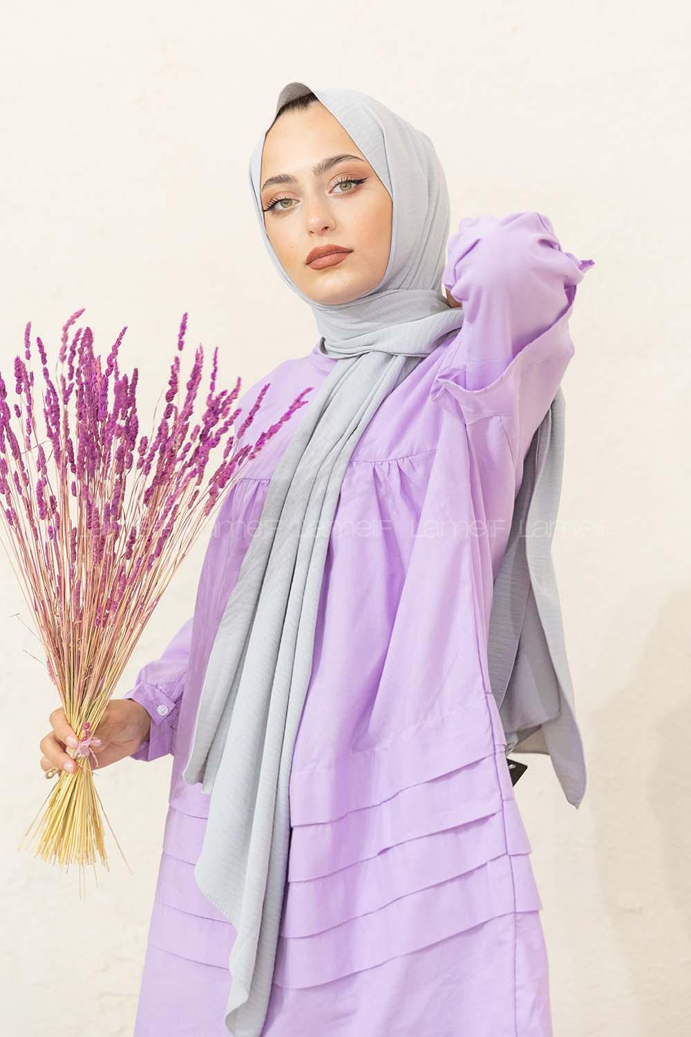 Modalamelif Keten Caz Şal Gümüş