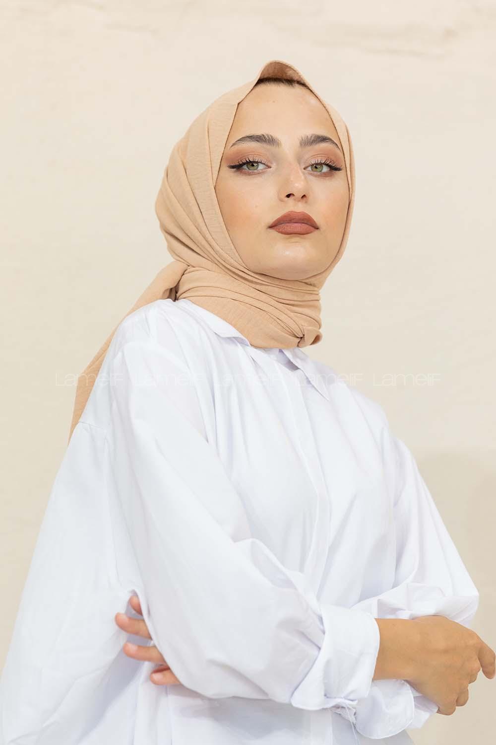 Modalamelif Keten Caz Şal Karamel