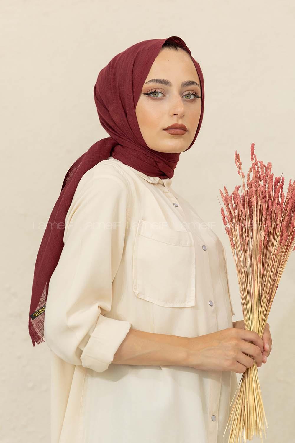 Modalamelif Düz Flamlı Acı Bordo Şal