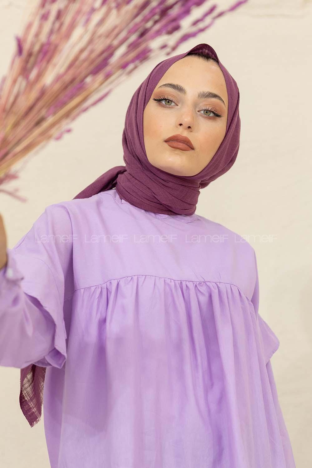 Modalamelif Düz Flamlı Eflatun Şal