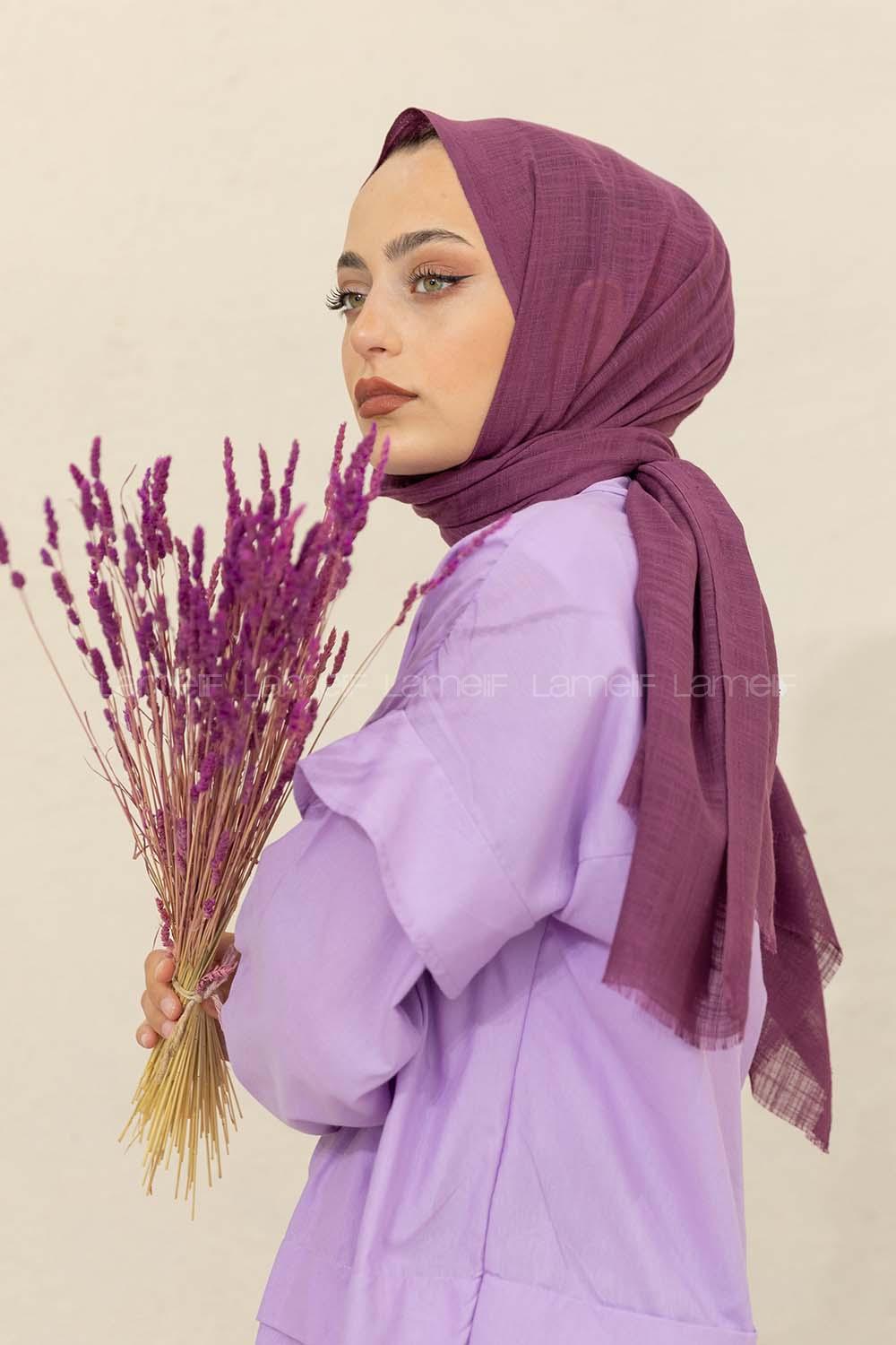 Modalamelif Düz Flamlı Eflatun Şal