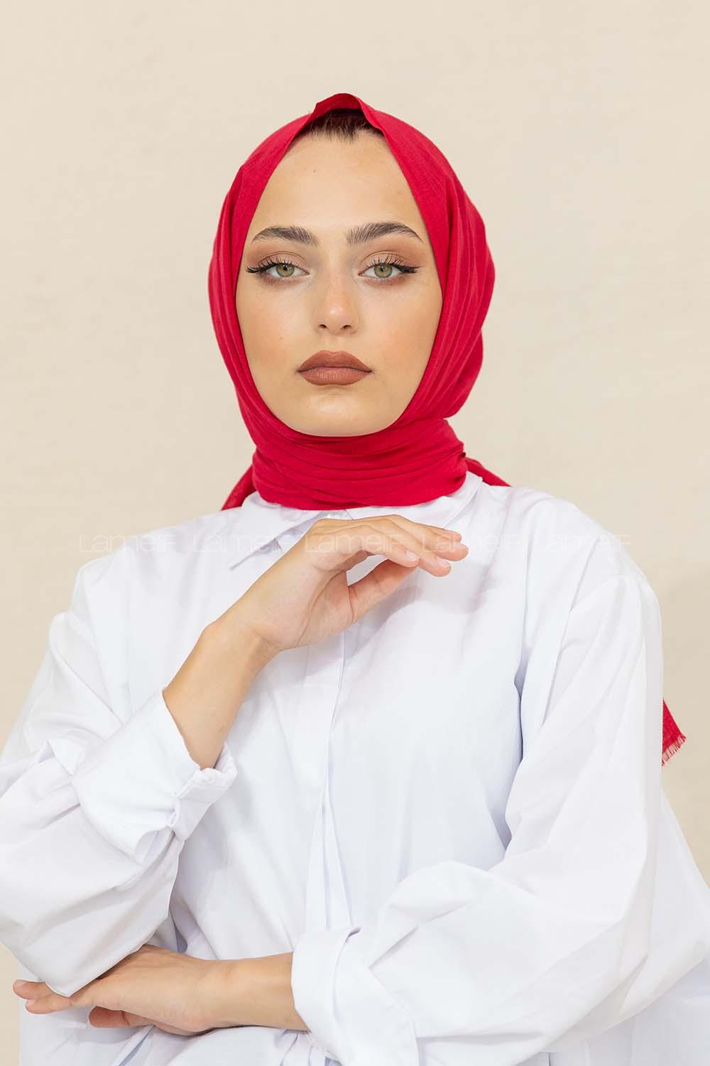 Modalamelif Düz Flamlı Fuşya Pembesi Şal