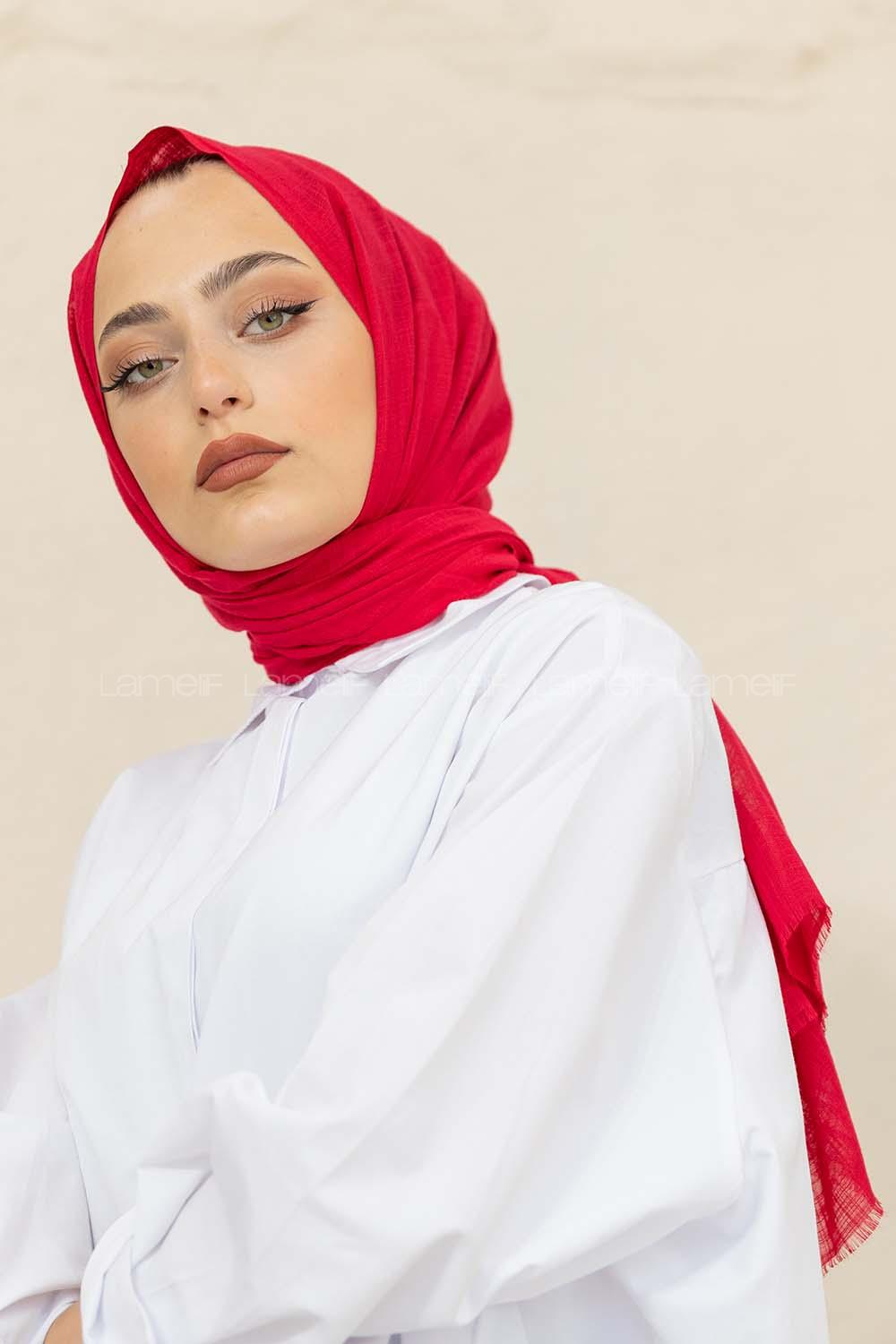 Modalamelif Düz Flamlı Fuşya Pembesi Şal