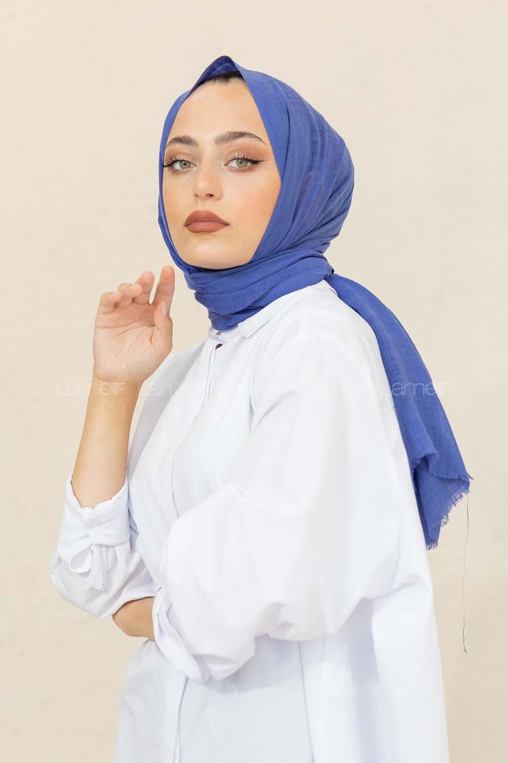 Modalamelif Düz Flamlı İndigo Şal