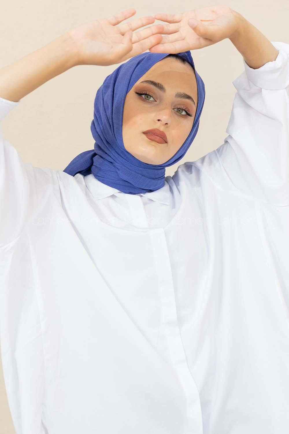 Modalamelif Düz Flamlı İndigo Şal