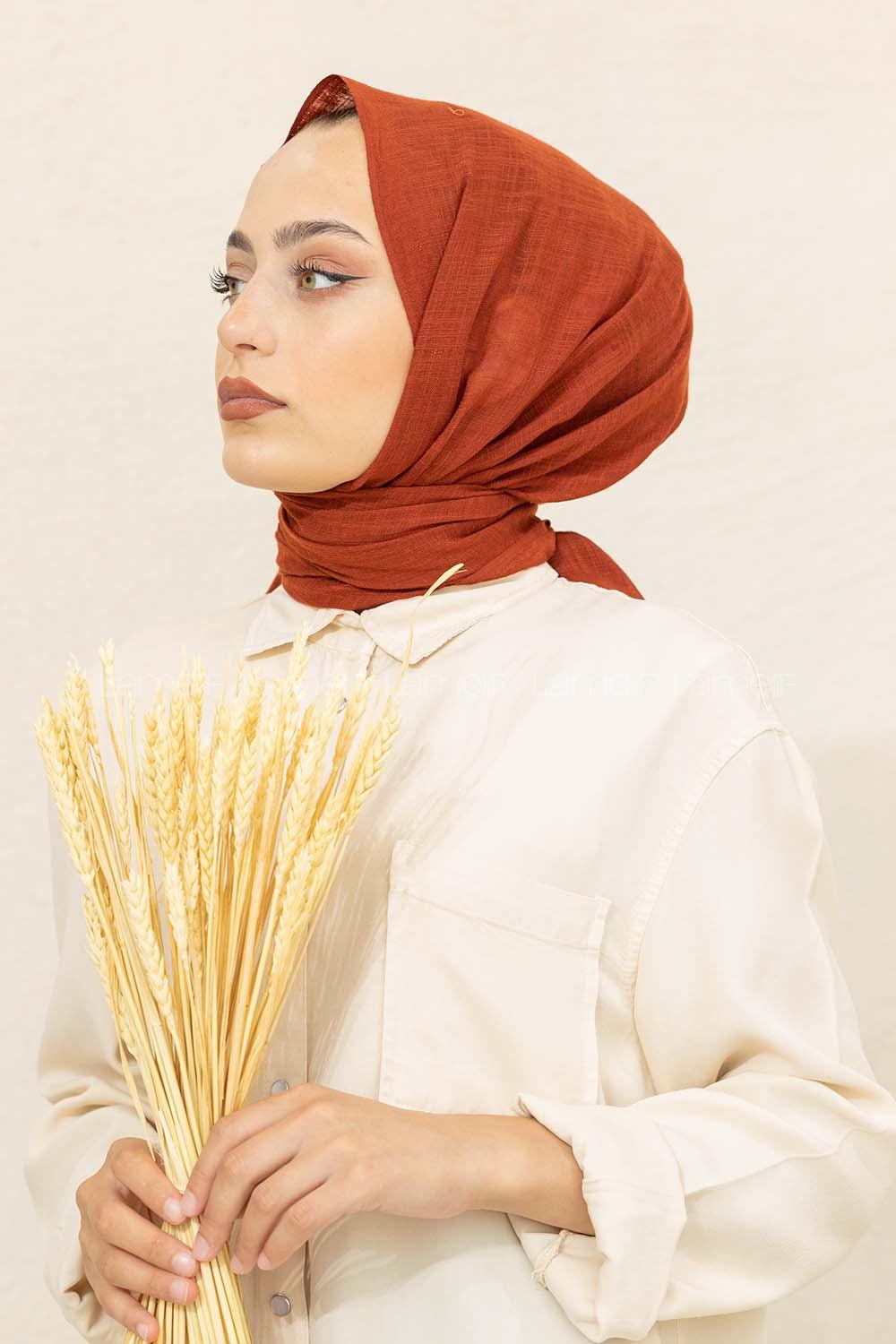 Modalamelif Düz Flamlı Kiremit Şal