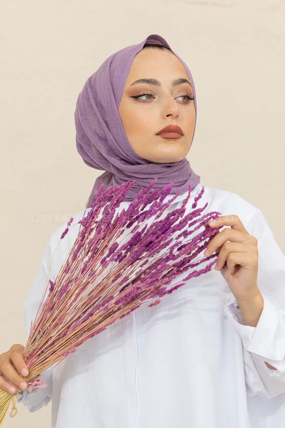 Modalamelif Düz Flamlı Lila Şal
