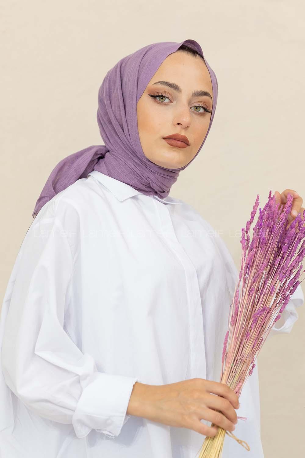 Modalamelif Düz Flamlı Lila Şal