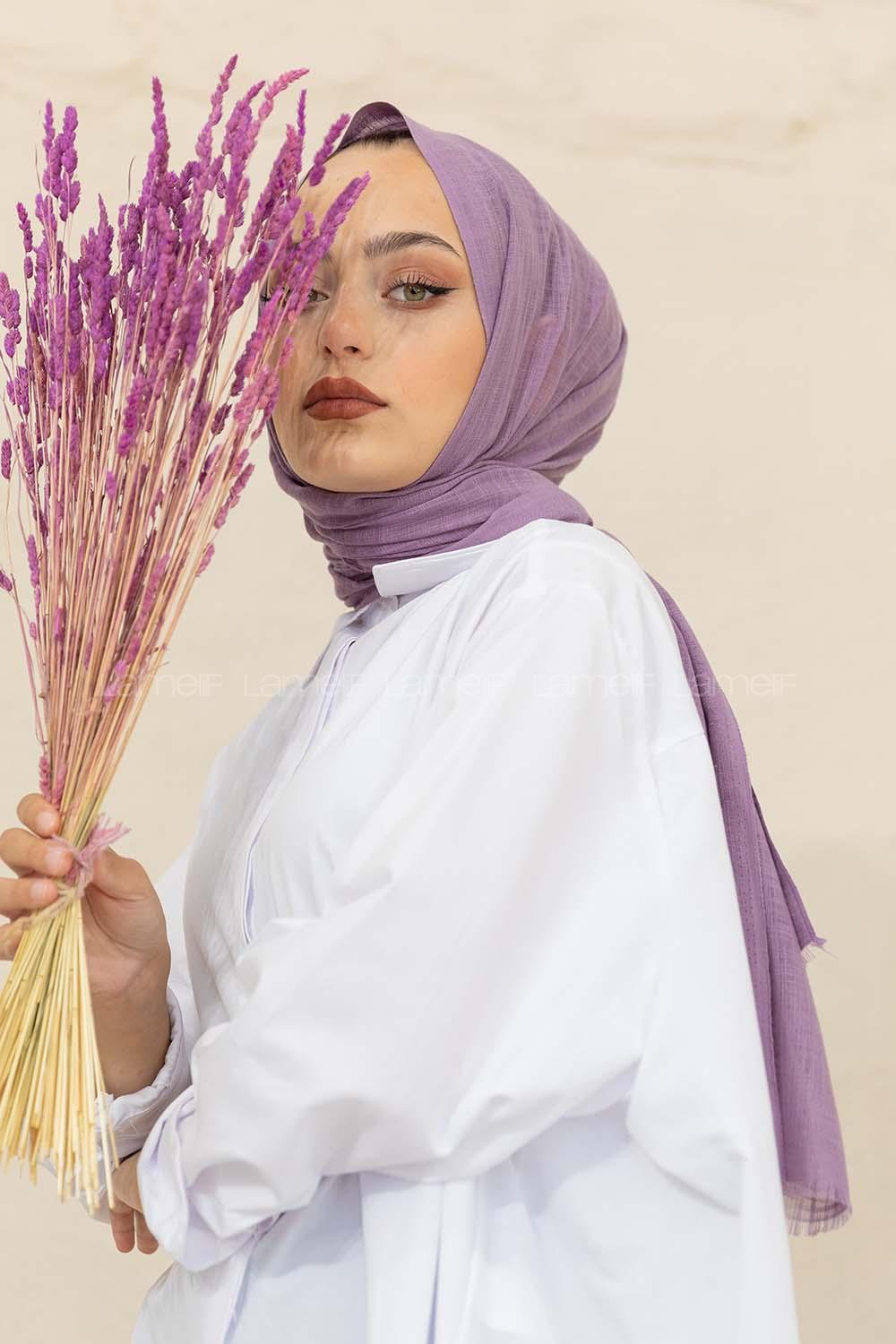 Modalamelif Düz Flamlı Lila Şal