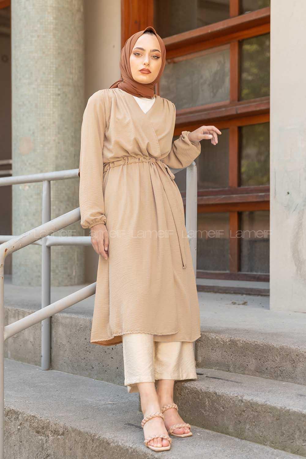 Modalamelif Yan Belden Bağlamalı Ayrobin Trenç Taş