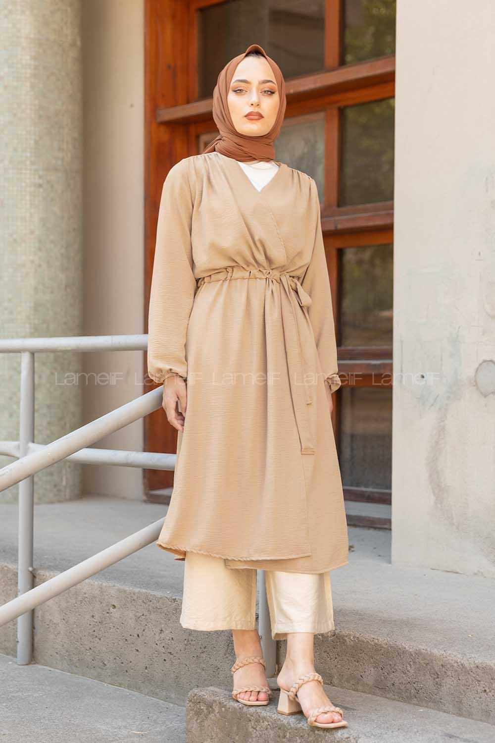 Modalamelif Yan Belden Bağlamalı Ayrobin Trenç Taş